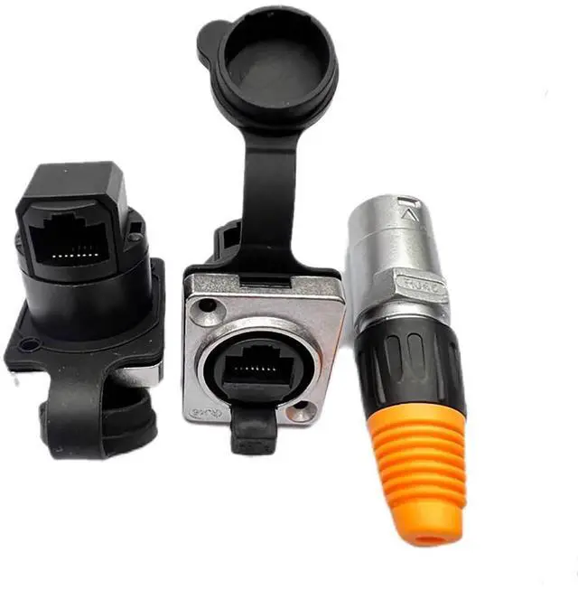 Alt view image 3 of 7 - RJ45 Shielded Panel Mount Connector Waterproof Cat6/Cat5e Ethernet Female to Female Coupler, 8P8C Network Socket with Gold-Plated Contacts and Thermoplastic Housing (2)