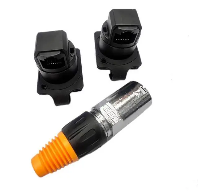 Alt view image 5 of 7 - RJ45 Shielded Panel Mount Connector Waterproof Cat6/Cat5e Ethernet Female to Female Coupler, 8P8C Network Socket with Gold-Plated Contacts and Thermoplastic Housing (2)