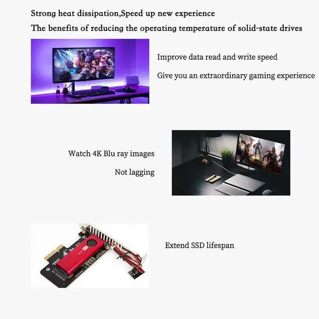 Alt view image 6 of 7 - M.2 NGFF NVMe SSD Heatsink with Turbo Cooling Fan and Thermal Silicone Pad  7000RPM Silent Fan, Tool-Free Installation, 7mm Height, Compatible with Desktop & Laptop M.2 2280 SSDs (Golden)