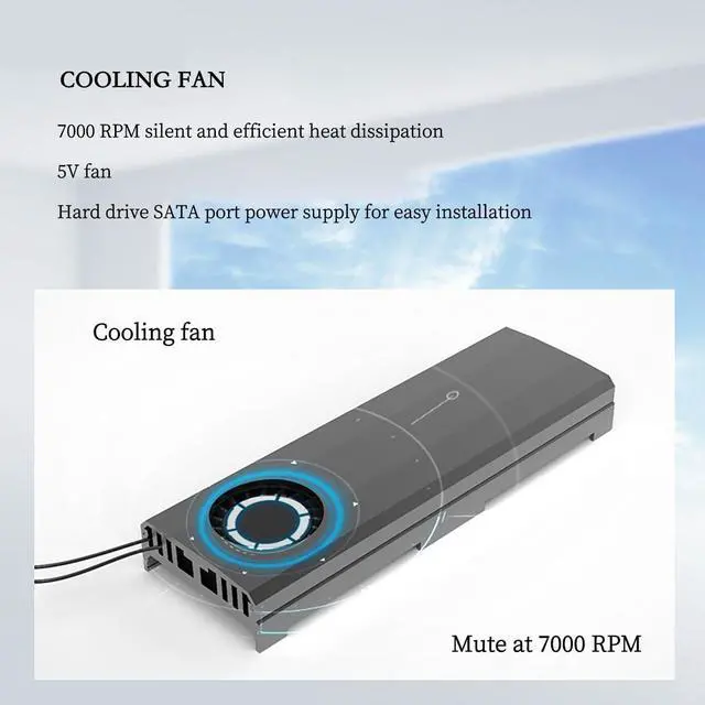Alt view image 4 of 7 - M.2 NGFF NVMe SSD Heatsink with Turbo Cooling Fan and Thermal Silicone Pad \u2013 7000RPM Silent Fan, Tool-Free Installation, 7mm Height, Compatible with Desktop & Laptop M.2 2280 SSDs (Red)