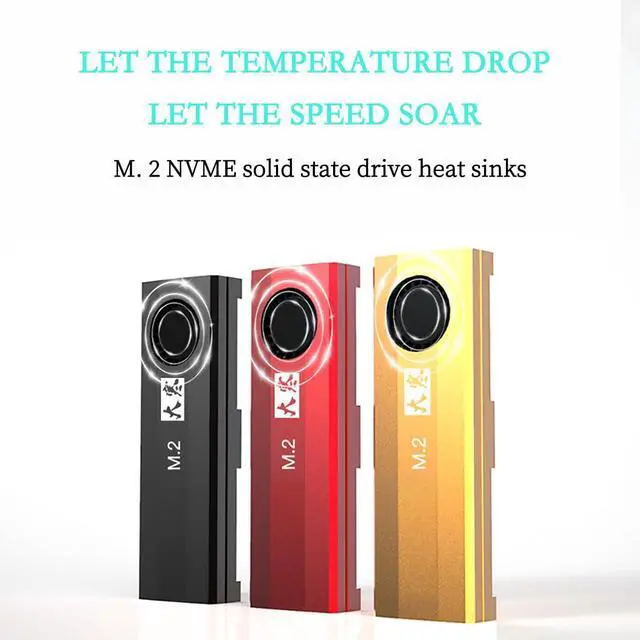 Alt view image 5 of 7 - M.2 NGFF NVMe SSD Heatsink with Turbo Cooling Fan and Thermal Silicone Pad  7000RPM Silent Fan, Tool-Free Installation, 7mm Height, Compatible with Desktop & Laptop M.2 2280 SSDs (Golden)