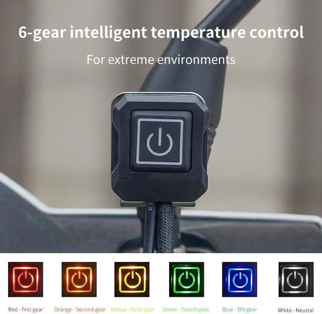 Alt view image 5 of 7 - 20-90V Heated Motorcycle Handlebar Grips with Memory Function, 6 Temperature Levels, Waterproof Kevlar & PET Heating Film, Yellow-Edge Design  for Motorcycles, Scooters, ATVs