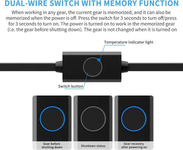 Alt view image 2 of 7 - Heated Motorcycle Handlebar Grips Dual-Wire Switch with USB-C PD Fast Charging, 5 Temperature Levels, Memory Function, Waterproof Silicone Design, Fits 28-34mm Bars