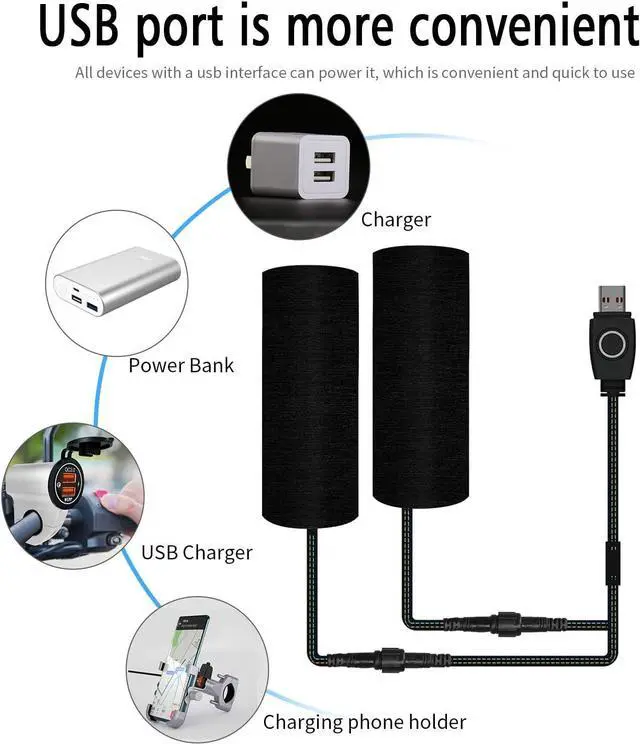 Alt view image 5 of 7 - USB Heated Motorcycle Handlebar Grips 5V with 3-Level Temperature Control Aramid Fiber Hand Warmers with Waterproof Switch, Mount, Compatible with Motorbikes, Scooters, ATVs