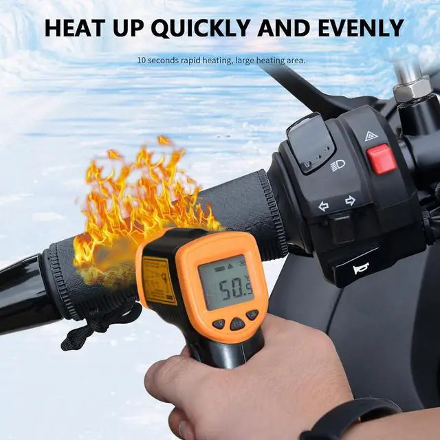 Alt view image 3 of 7 - USB Heated Motorcycle Handlebar Grips 5V with 3-Level Temperature Control Anti-Slip PVC Hand Warmers with Waterproof Switch, Straps, Plug-and-Play for Motorbikes, Scooters, and ATVs