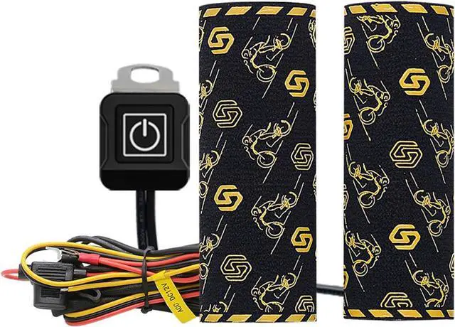Main image of Heated Motorcycle Handlebar Grips 12V with 5+1 Level Temperature Control and Memory Aramid Fiber Hand Warmers with Mount, Acc Connection, IP67 Waterproof, Easy Install for All 12V Motorbikes