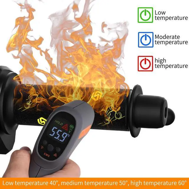 Alt view image 5 of 7 - Heated Motorcycle Handlebar Grips 12V with Smart Temperature Control 3-Level Adjustable Aramid Fiber Hand Warmers with Mount, IP67 Waterproof, Anti-Slip Pattern Design for All 12V Motorbikes