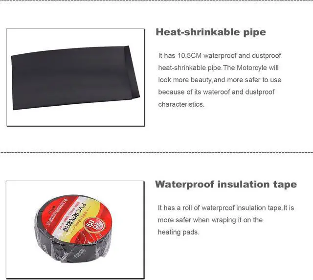 Alt view image 4 of 7 - Heated Motorcycle Handlebar Grips 12V with Waterproof Rocker Switch  Fast Heating PET Metal Film Hand Warmers for All 12V Motorbikes, Easy Installation, Dustproof & Weather-Resistant