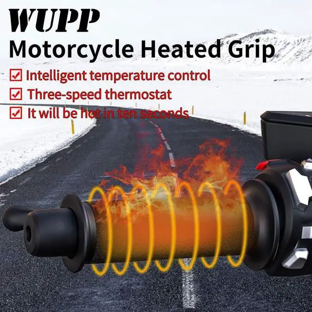 Alt view image 2 of 7 - Heated Motorcycle Handlebar Grips 12V with Smart Temperature Control 3-Level Adjustable Aramid Fiber Hand Warmers with Mount, IP67 Waterproof, Easy Installation for All 12V Motorbikes