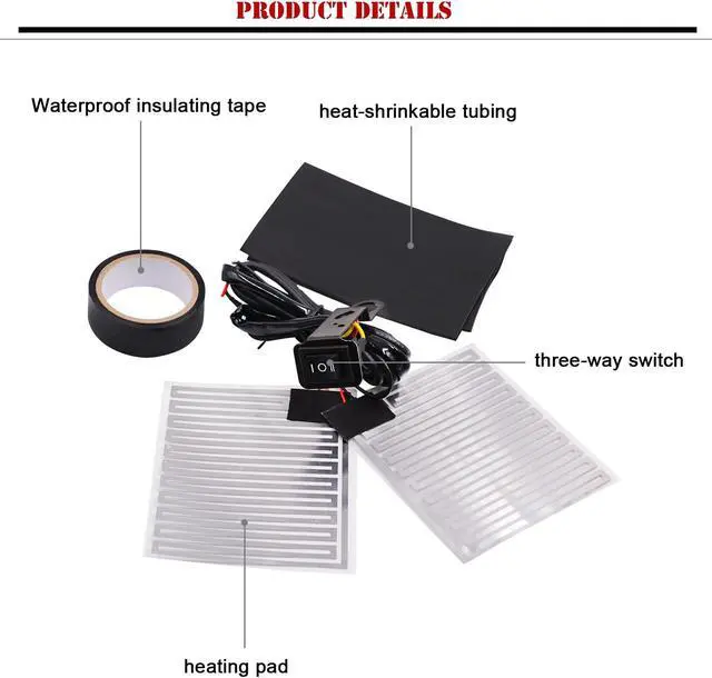 Alt view image 3 of 7 - Heated Motorcycle Handlebar Grips 12V Adjustable Temperature  Fast Heating PET Metal Film Hand Warmers for All 12V Motorbikes, Waterproof Switch, Easy Installation