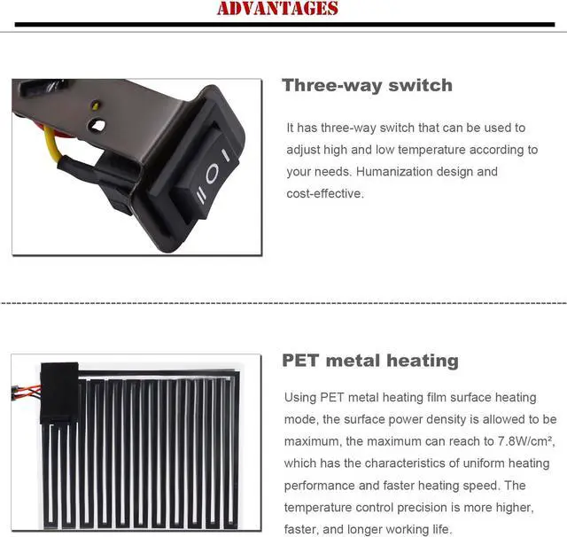 Alt view image 4 of 7 - Heated Motorcycle Handlebar Grips 12V Adjustable Temperature  Fast Heating PET Metal Film Hand Warmers for All 12V Motorbikes, Waterproof Switch, Easy Installation