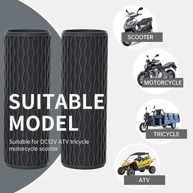 Alt view image 5 of 7 - Heated Motorcycle Handlebar Grips 12V Silicone Wrap with Smart Switch 5-Level Adjustable Temperature, Memory Function, Waterproof, Anti-Slip Hand Warmers for All 12V Motorbikes