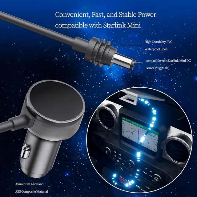 Alt view image 4 of 7 - 30V 2A Car Charger Cable Compatible with Starlink Mini, 12V-24V to 30V DC Converter, Long Distance Extension Cable, Waterproof PVC, Aluminum Alloy Plug, 18AWG Pure Copper Wire (118.11, Inches)