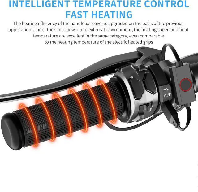 Alt view image 5 of 7 - Heated Motorcycle Handlebar Grips Dual-Wire Switch with USB-C PD Fast Charging, 5 Temperature Levels, Memory Function, Waterproof Silicone Design, Fits 28-34mm Bars