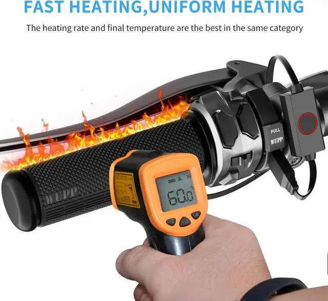 Alt view image 6 of 7 - Heated Motorcycle Handlebar Grips Dual-Wire Switch with USB-C PD Fast Charging, 5 Temperature Levels, Memory Function, Waterproof Silicone Design, Fits 28-34mm Bars