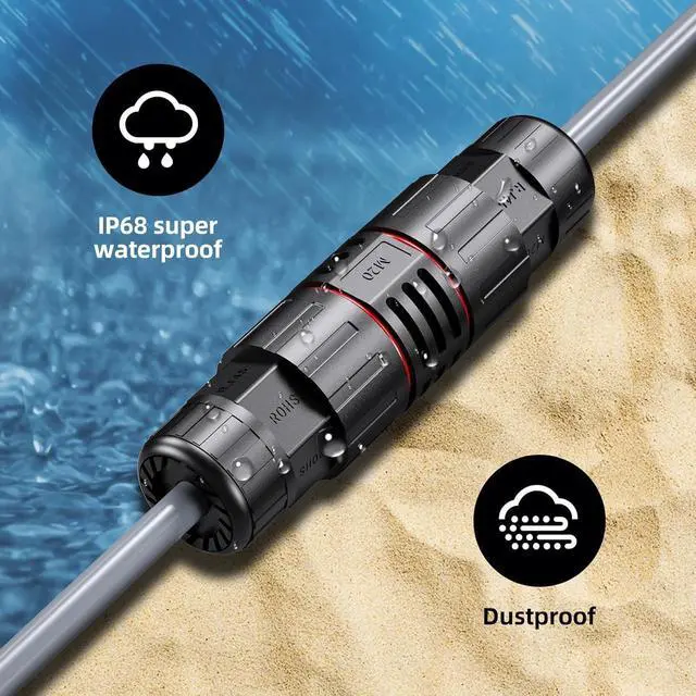 Alt view image 4 of 7 - Gen 2 Extension Adapter Cable Kit IP68 20-Pin to CAT6 Run, 1 m Pigtail, Compatible with Starlink Standard (V2) Dish & Router, Up to 175 ft