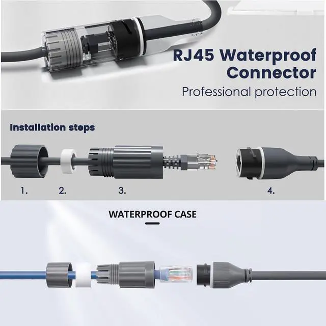 Alt view image 2 of 7 - CAT6 Extension Cable with RJ45 Waterproof Coupler, Compatible with Starlink Gen 3 and Mini, 8P8C Interface, 0.3M/12in Length, IP68 Waterproof Dustproof, Pure Copper Core, Durable 5000+ Plug Cycles