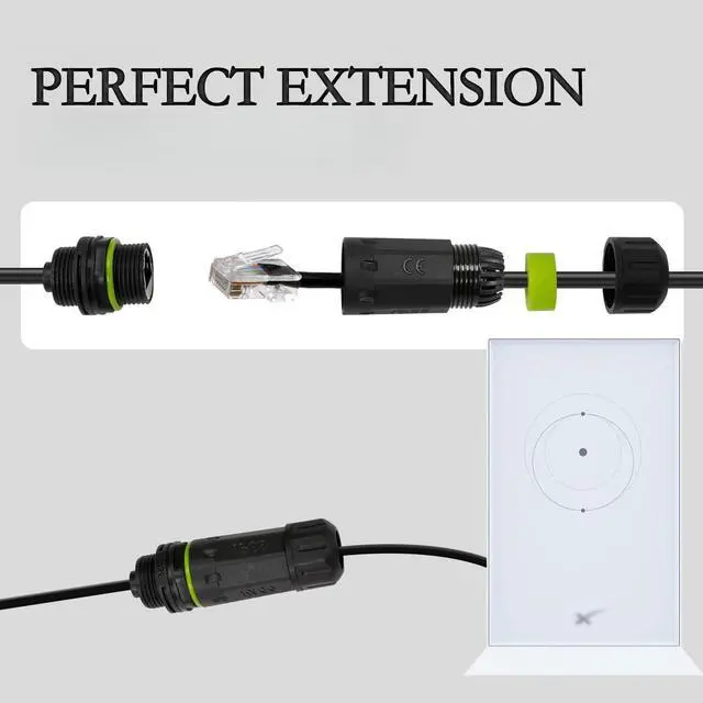 Alt view image 7 of 7 - 1Piece CAT6 Extension Cable with 8P8C Connector, Compatible with Starlink Gen 3, 0.305M/12in Length, IP68 Waterproof, Pure Copper Core, Zinc Alloy Module, 1000M Protocol Support