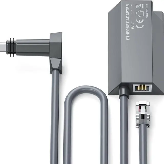 Alt view image 2 of 7 - Ethernet Adapter Gen2 Compatible with Starlink Router and Dish, Type-D Mini Plug to RJ45 GIGA-BIT LAN Adapter, 3FT Heavy-Duty, Compatible with PC, TV, Game Console, Printer, VoIP, Camera