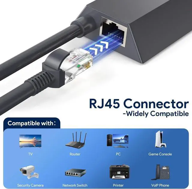 Alt view image 7 of 7 - Ethernet Adapter Gen2 Compatible with Starlink Router and Dish, Type-D Mini Plug to RJ45 GIGA-BIT LAN Adapter, 3FT Heavy-Duty, Compatible with PC, TV, Game Console, Printer, VoIP, Camera