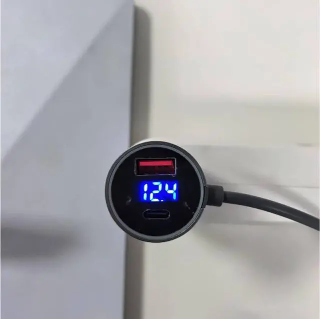 Alt view image 2 of 7 - Mini Digital Multi-Function Car Cigarette Lighter Adapter \u2013 30W USB-C & USB-A Output, Compatible with Starlink Mini (78.74 in)