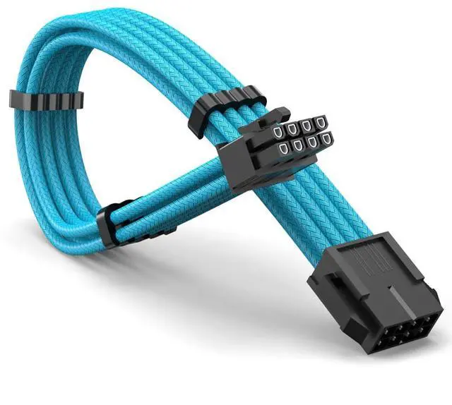 Main image of GPU 8Pin (6+2) Extension Cable 30cm Male to Female, 18AWG Tinned Copper, Color Nylon Braided, ATX PSU Power Cord for Graphics Cards (Light Blue)