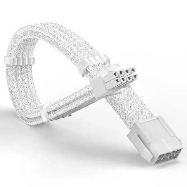 Main image of GPU 8Pin (6+2) Extension Cable 30cm Male to Female, 18AWG Tinned Copper, Color Nylon Braided, ATX PSU Power Cord for Graphics Cards (Pure White)
