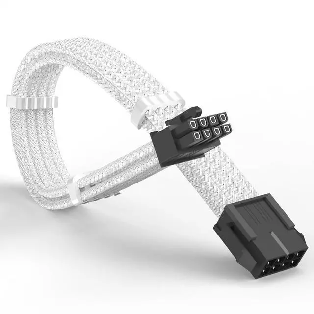 Main image of GPU 8Pin (6+2) Extension Cable 30cm Male to Female, 18AWG Tinned Copper, Color Nylon Braided, ATX PSU Power Cord for Graphics Cards (White)