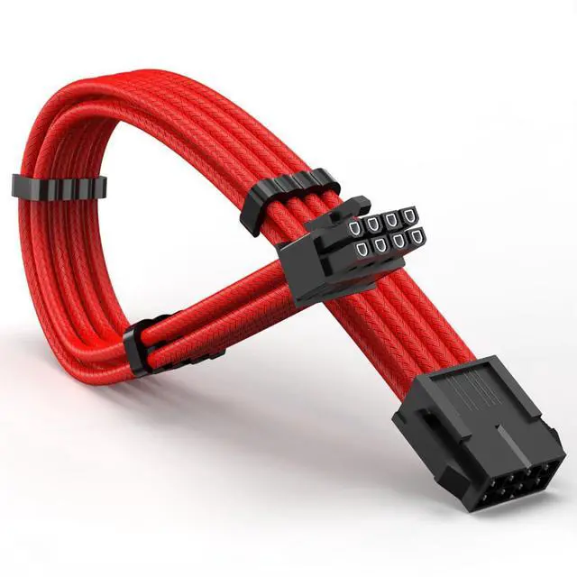 Main image of GPU 8Pin (6+2) Extension Cable 30cm Male to Female, 18AWG Tinned Copper, Color Nylon Braided, ATX PSU Power Cord for Graphics Cards (Red)