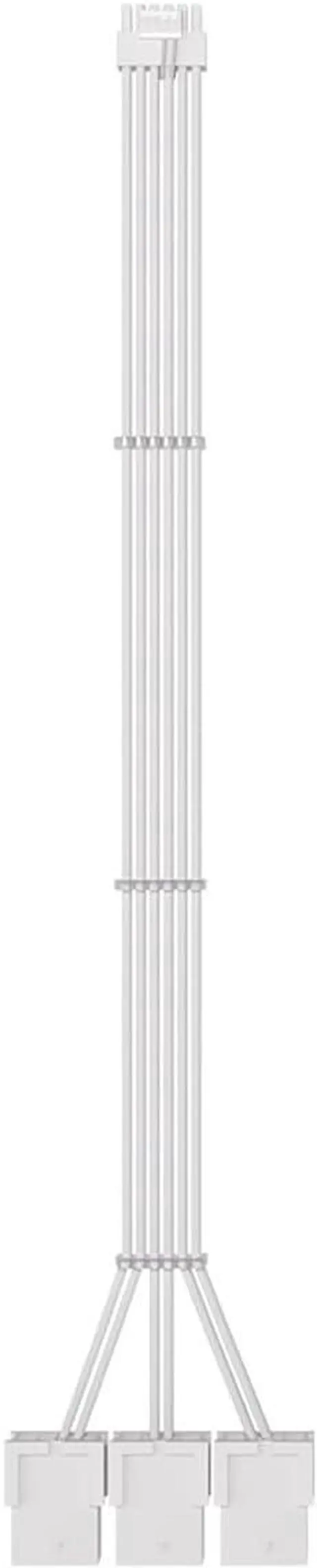 Main image of PCIe 5.0 12+4Pin to 3× PCIe 8Pin GPU Power Cable, Nylon Braided Extension Cord, 18AWG, 340mm/13.38in, Compatible with RTX 3090Ti & RTX 40 Series Graphics Cards (All White)