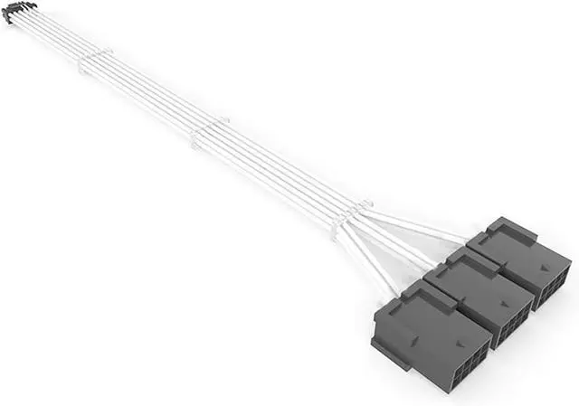 Main image of PCIe 5.0 12+4Pin to 3× PCIe 8Pin GPU Power Cable, Nylon Braided Extension Cord, 18AWG, 340mm/13.38in, Compatible with RTX 3090Ti & RTX 40 Series Graphics Cards (White)