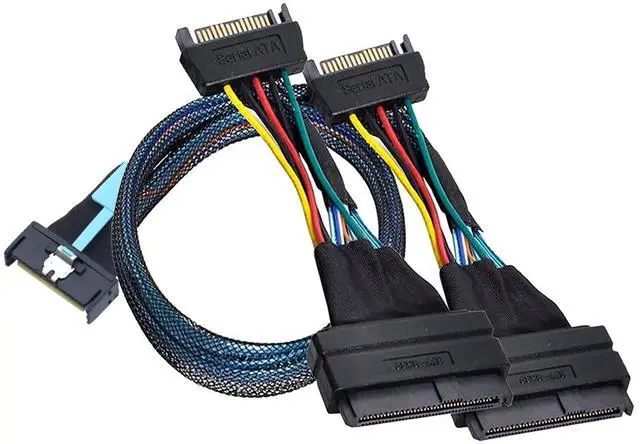 Alt view image 5 of 6 - Slimline SAS MCIO 8i 74Pin to Dual SFF-8639 Server Cable with 15Pin Power Cable, 24G High-Speed Server Data Cable (31.49, Inches)