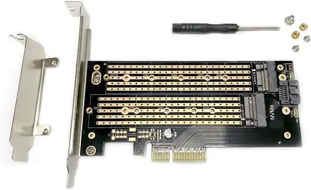 Alt view image 7 of 7 - PCIe 3.0 to M.2 NVMe/NGFF SSD Adapter Card  High-Speed Expansion for Desktop PCs, Supports M Key/B Key/B&M Key, 2230 to 22110 Size Compatibility (Dual Slot NVME+NGFF)
