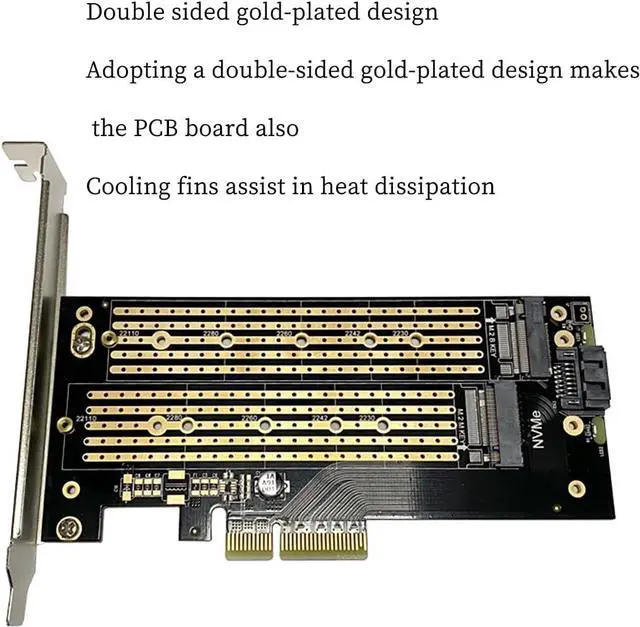 Alt view image 4 of 7 - PCIe 3.0 to M.2 NVMe/NGFF SSD Adapter Card  High-Speed Expansion for Desktop PCs, Supports M Key/B Key/B&M Key, 2230 to 22110 Size Compatibility (Dual Slot NVME+NGFF)