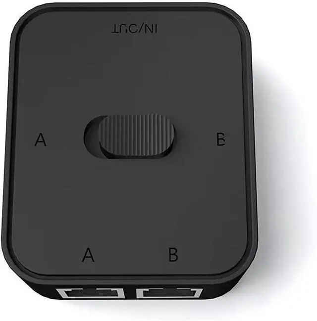 Main image of RJ45 GIGA-BIT Network Switch Splitter \u2013 2-in-1-out or 1-in-2-out Manual LAN Selector, No Power Required, Physical Isolation, Cat6 High-Speed Passive Network Switch (Black)
