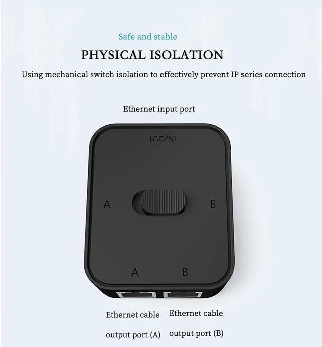 Alt view image 5 of 7 - RJ45 GIGA-BIT Network Switch Splitter  2-in-1-out or 1-in-2-out Manual LAN Selector, No Power Required, Physical Isolation, Cat6 High-Speed Passive Network Switch (White)
