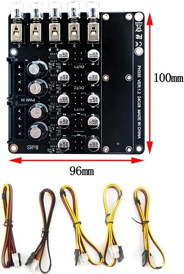 Alt view image 4 of 7 - PH335 5-Way Hard Disk Control Board Computer Host ATX Power 12V 5V Switcher SATA Large 4Pin Power Control Switch