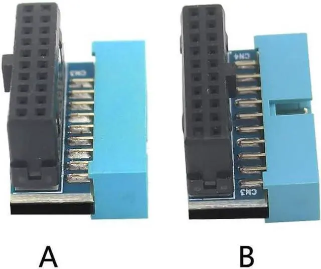 Alt view image 3 of 7 - 3Pcs PH19 Motherboard USB 3.0 19P 20P to 90-Degree Connector Adapter Vertical Header to Right Angle Adapter for Desktop Chassis CPU Wiring Beautification (PH19B - Black Blue)