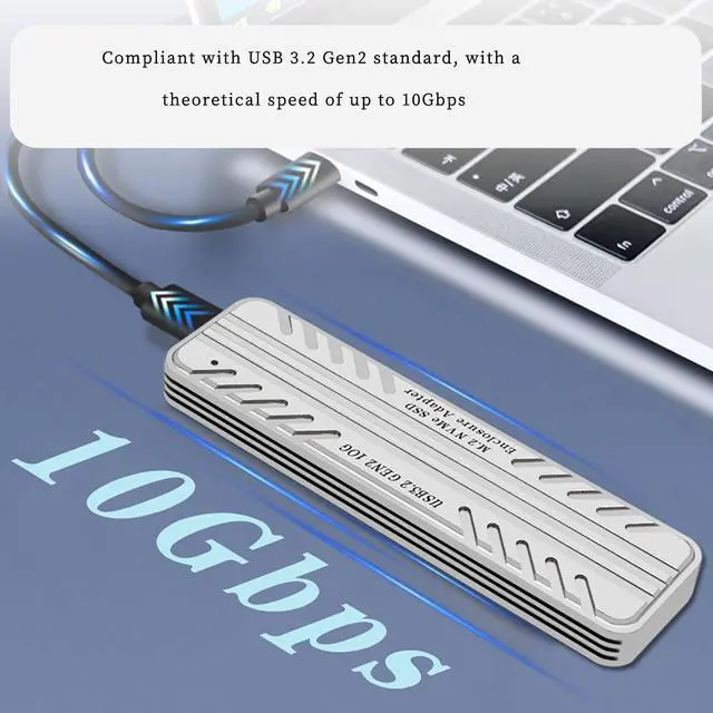 Alt view image 2 of 7 - PH882JS M.2 NVMe USB3.2 Gen2 10Gbps High Speed SSD Enclosure with JMS583 Host Control Support 2230 2242 2260 2280 SSD