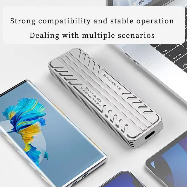 Alt view image 3 of 7 - PH882JS M.2 NVMe USB3.2 Gen2 10Gbps High Speed SSD Enclosure with JMS583 Host Control Support 2230 2242 2260 2280 SSD