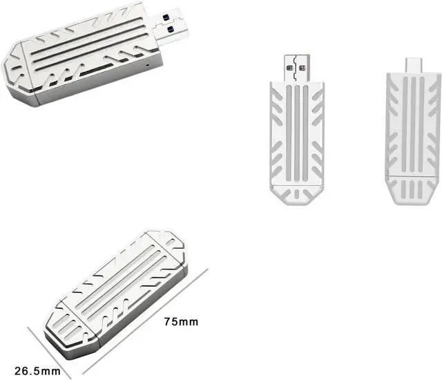 Alt view image 7 of 7 - PH811S-AC M.2 NVME 2230 SSD Enclosure 10G High-Speed Transfer with USB-A +USB-C Dual Header