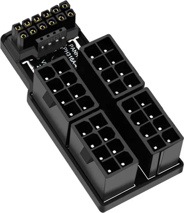 Main image of PH316-48 4 * 8P to ATX3.0 12VH-PWR 12+4P 180 Degree Power Steering Connector 600 W for 40 Series Graphics Card, Black (A Type)