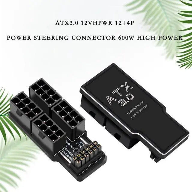 Alt view image 2 of 7 - PH316-48 4 * 8P to ATX3.0 12VH-PWR 12+4P 180 Degree Power Steering Connector 600 W for 40 Series Graphics Card, Black (A Type)