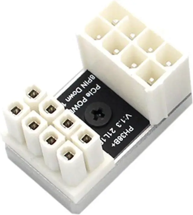 Main image of PH38 CPU 8P Power Adapter with Heatsink Male to Female Header 180 Degree Socket Buckle for Desktop Chassis CPU Wiring Beautification (PH38B-C2 Sliver, 1piece)