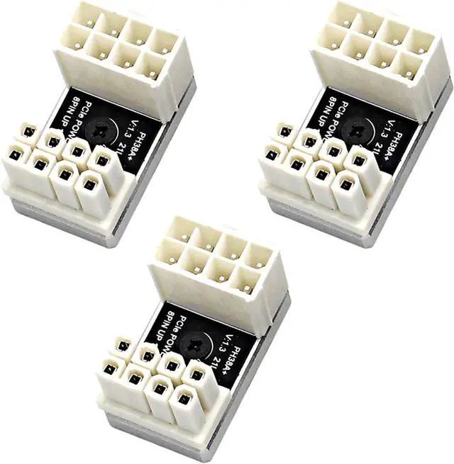 Main image of PH38 CPU 8P Power Adapter with Heatsink Male to Female Header 180 Degree Socket Buckle for Desktop Chassis CPU Wiring Beautification (PH38A-C2 Silver, 3pcs)