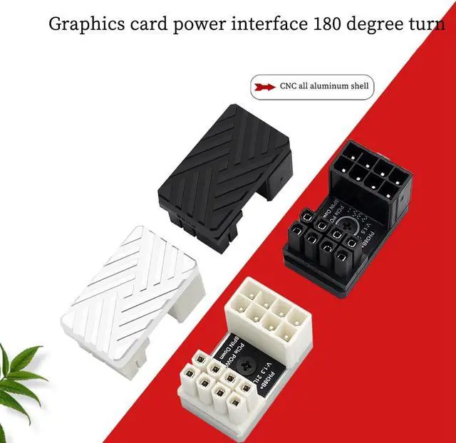 Alt view image 2 of 7 - PH38 CPU 8P Power Adapter with Heatsink Male to Female Header 180 Degree Socket Buckle for Desktop Chassis CPU Wiring Beautification (PH38B-C2 Sliver, 1piece)