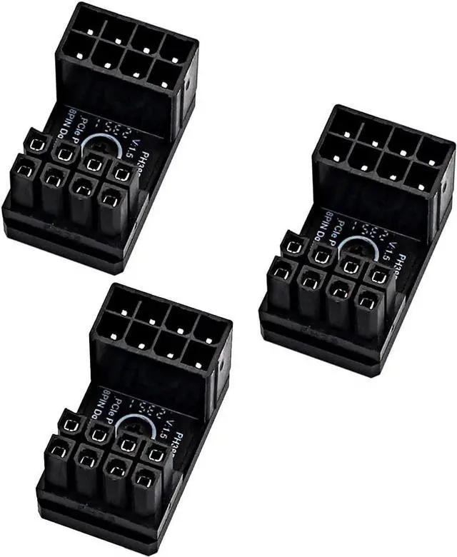 Main image of PH38 CPU 8P Power Adapter with Heatsink Male to Female Header 180 Degree Socket Buckle for Desktop Chassis CPU Wiring Beautification (PH38B-C2 Black, 3pcs)