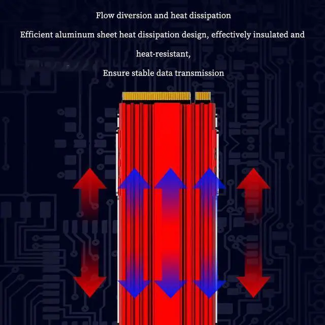 Alt view image 4 of 7 - PH_COOLER1 M.2 SSD Heatsink \u2013 NVMe M.2 2280 Solid-State Drive Aluminum Alloy Heat Spreader (Red)