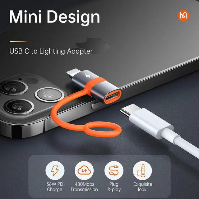 Alt view image 2 of 7 - mcdodo 36W USB C to Ligtning Adapter[2 Pack] Type C to Lightn-ing Adapter USB C Charger Cable Converter PD Fast Charging for Phone 14/13/12/11/XS/XR/SE/AirPods,Fits Original MacBook