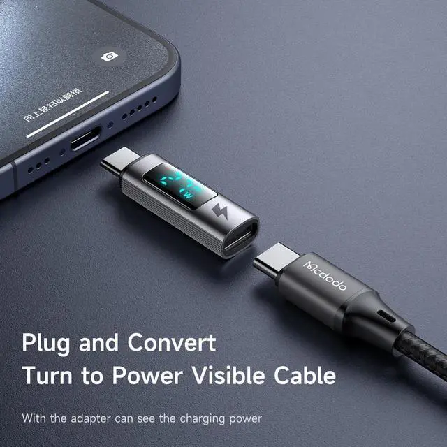 Alt view image 2 of 7 - mcdodo 100W USB-C to USB-C Digital Display Adapter, Charging&Data Transfer Type-C Female to Type-C Male Connector Compatible with MacBook/i-Phone15/i-Pad/Galaxy/Xperia/Pixel/Android